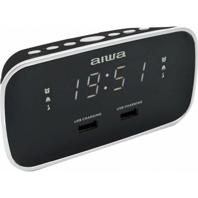 Aiwa - CRU-19BK - Tabletop Digital Clock with Alarm & Radio